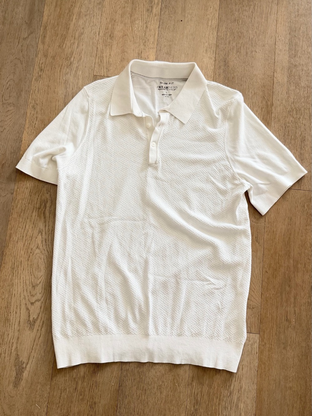Kenneth Cole Men's White Knit Polo